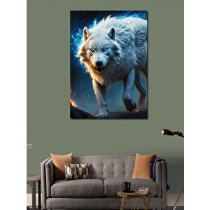 Kanvas Tablo Beyaz Kurt 100x140 cm