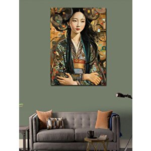 Kanvas Tablo Soyut Renkli Fon Japon Kız 100x140 cm