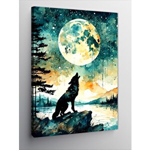 Kanvas Tablo Dolunay Ve Kurt 70x100 cm