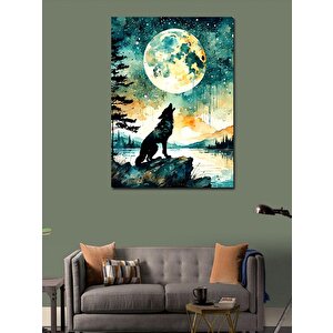 Kanvas Tablo Dolunay Ve Kurt 70x100 cm