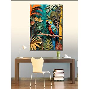 Kanvas Tablo Renkli Papağan Ve Orman 70x100 cm