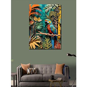 Kanvas Tablo Renkli Papağan Ve Orman 70x100 cm