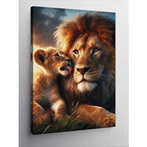 Kanvas Tablo Aslan Ve Yavrusu 70x100 cm