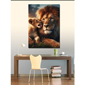 Kanvas Tablo Aslan Ve Yavrusu 70x100 cm