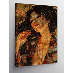 Kanvas Tablo Soyut Kırmızı Rujlu Kadın 100x140 cm