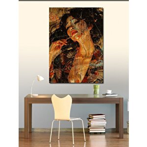 Kanvas Tablo Soyut Kırmızı Rujlu Kadın 100x140 cm
