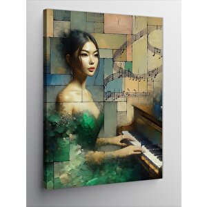 Kanvas Tablo Piyano Çalan Kız 70x100 cm