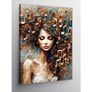 Kanvas Tablo Müzik Notaları Ve Kadın 70x100 cm