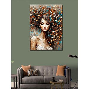 Kanvas Tablo Müzik Notaları Ve Kadın 70x100 cm