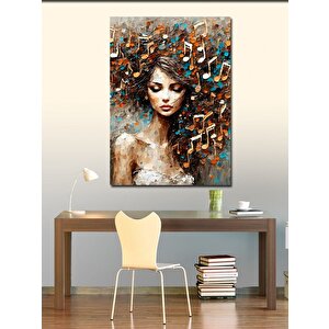 Kanvas Tablo Müzik Notaları Ve Kadın 100x140 cm