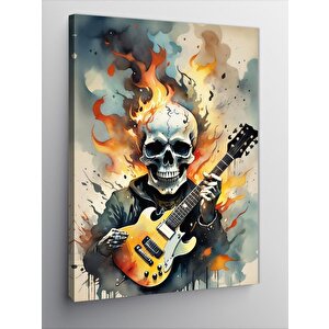 Kanvas Tablo Elektro Gitar Çalan İskelet 100x140 cm