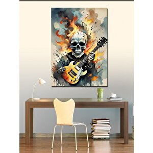 Kanvas Tablo Elektro Gitar Çalan İskelet 100x140 cm