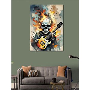 Kanvas Tablo Elektro Gitar Çalan İskelet 100x140 cm