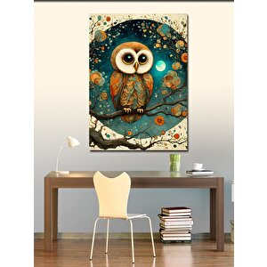 Kanvas Tablo Renkli Fon Baykuş 70x100 cm