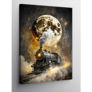 Kanvas Tablo Buharlı Tren Ve Dolunay 100x140 cm