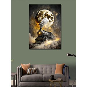 Kanvas Tablo Buharlı Tren Ve Dolunay 100x140 cm