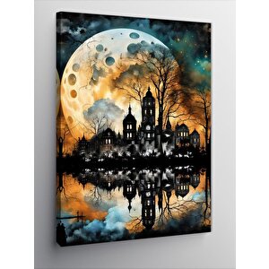 Kanvas Tablo Dolunay Ve Şehir 70x100 cm