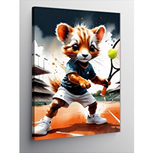 Kanvas Tablo Tenis Oynayan Yavru Aslan