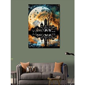 Kanvas Tablo Dolunay Ve Şehir 100x140 cm