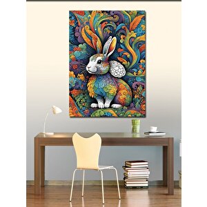 Kanvas Tablo Renkli Tavşan