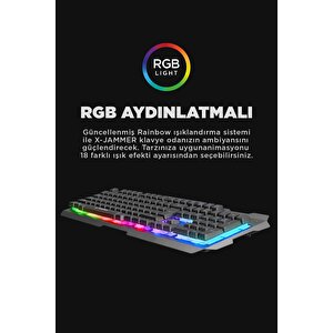 Kb-r57 X-jammer Gökkuşağı Aydınlatmalı Usb Tam Türkçe Gaming Oyuncu Klavyesi