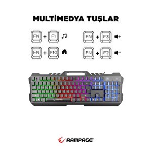 Rampage Kb-r57 X-jammer Gökkuşağı Aydınlatmalı Usb Tam Türkçe Gaming Oyuncu Klavyesi