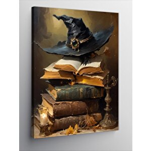 Kanvas Tablo Büyücü Şapkası Ve Kitaplar 100x140 cm
