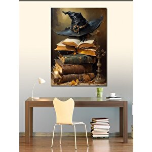 Kanvas Tablo Büyücü Şapkası Ve Kitaplar 100x140 cm