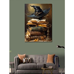Kanvas Tablo Büyücü Şapkası Ve Kitaplar 100x140 cm