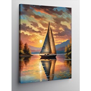 Kanvas Tablo Göldeki Tekne 70x100 cm