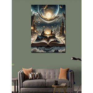 Kanvas Tablo Kitap Ve Gezegenler 70x100 cm