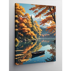 Kanvas Tablo Göldeki Ahşap Tekne 100x140 cm