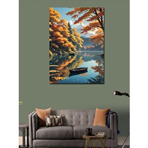 Kanvas Tablo Göldeki Ahşap Tekne 70x100 cm