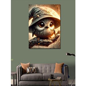 Kanvas Tablo Cadı Şapkalı Baykuş 70x100 cm