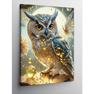 Kanvas Tablo Baykuş Ve Sarı Damlalar 70x100 cm