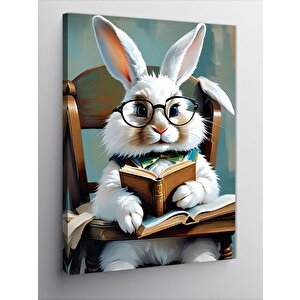 Kanvas Tablo Kitap Okuyan Tavşan