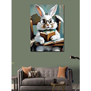 Kanvas Tablo Kitap Okuyan Tavşan