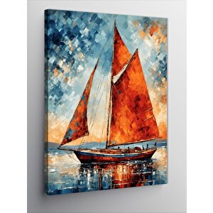 Kanvas Tablo Kırmızı Yelkenli Tekne 70x100 cm