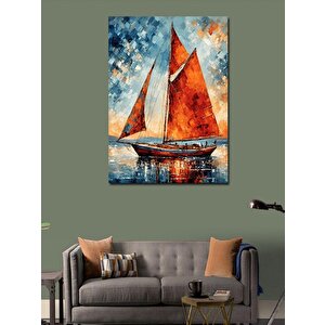 Kanvas Tablo Kırmızı Yelkenli Tekne 70x100 cm