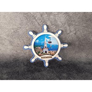 Magnet Dümen Gemi Kule Yelken Buzdolabı Süsü Ahşap Magnet Mıknatıslı