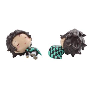 Anime Demon Slayer Tanjiro Kamado İblis Avcısı 5 Cm Uyuyan Mini Figür Oyuncak Biblo