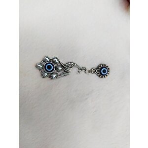 Tavus Kuşu Nazar Boncuklu Mıknatıslı Metal Magnet Buzdolabı Süsü