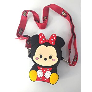 Çanta Silikon Çizgi Film Minnie Mouse Karakter Çocuk Ayarlanabilir İp Askı Omuz Çantası