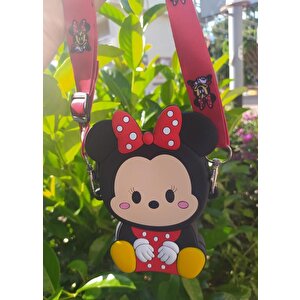 Çanta Silikon Çizgi Film Minnie Mouse Karakter Çocuk Ayarlanabilir İp Askı Omuz Çantası