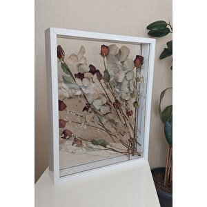 40x50 Cm Çift Yönlü Derin Gül Çerçevesi! Gelin Buketi Çerçevesi! Beyaz