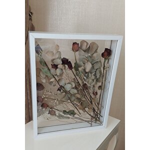 40x50 Cm Çift Yönlü Derin Gül Çerçevesi! Gelin Buketi Çerçevesi! Beyaz