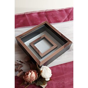 25x25 Cm Fotoğraf Bölümlü Siyah Yarı Rose Kaplı Verda Anı Çerçevesi-6 Cm Derinlikli Anı Çerçevesi