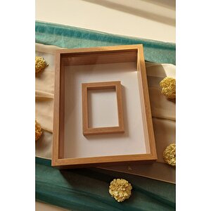 30x40 Cm Bambu Fotoğraf Bölümlü Gül Saklama Anı Çerçevesi-6 Cm Anı Çerçevesi Gül Kutusu