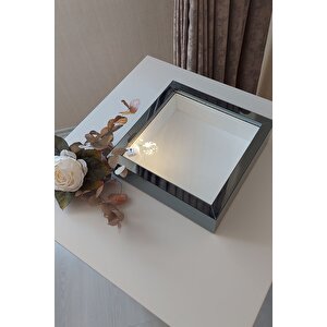 25x25 Cm Ledli İsimsiz Derin Gül Çerçevesi! Gül Kutusu! Hkmticaret! Füme