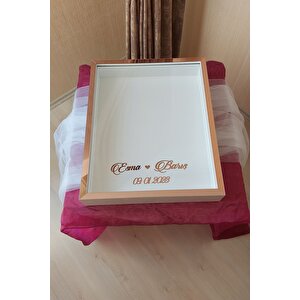 40x50 Cm Beyaz-rose Derin Ledsiz Gül Anı Çerçevesi! Gül Kutusu